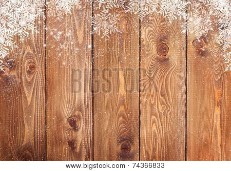 Old wood texture with snow christmas background
