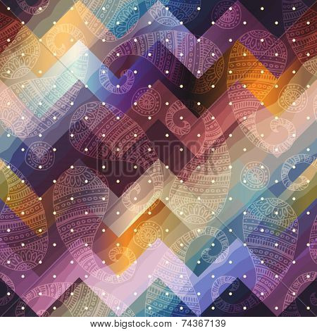 Paisley Pattern On Chevron Background