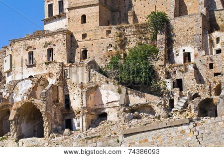 Panoramic view of Craco. Basilicata. Italy.
