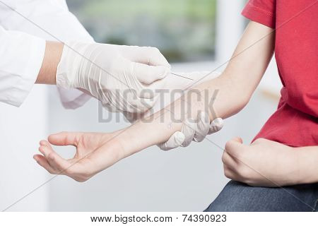 Doctor's Hands Doing Allergy Test