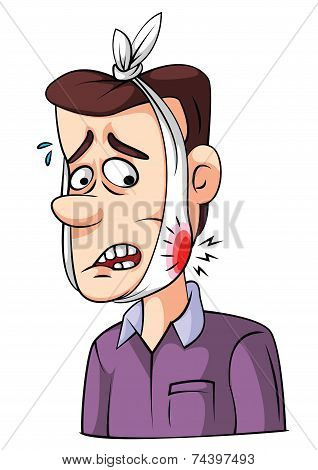 Cartoon Man with Toothache