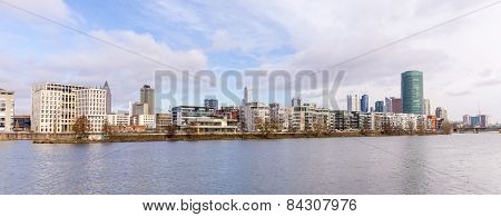 Westhafen Tower In The Harbor Area In Frankfurt At River Main