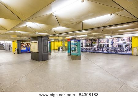 Metro Station For S And U-bahn Eschenheimer Tor In Frankfurt, Germany