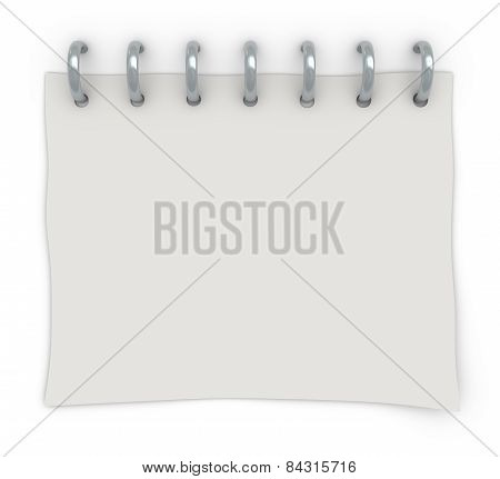 illustration of white paper with rings, 3d render