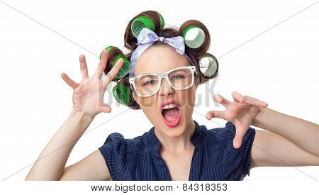 Young Woman With Curlers