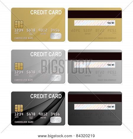 Realistic credit cards set