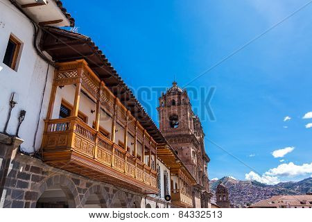 Balconies And Church In Cusco, Peru