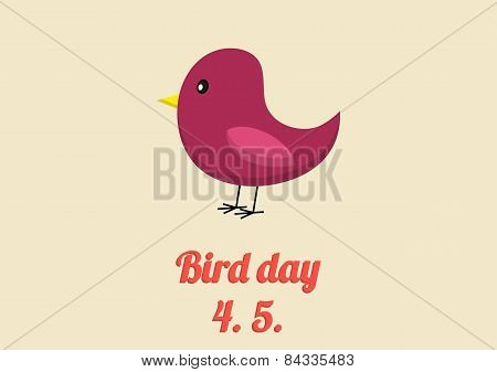 Bird Day Card In Vintage Colors