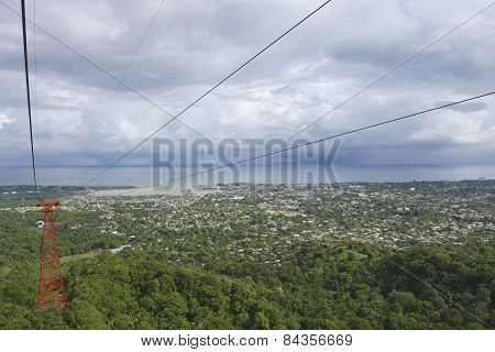 View to the Puerto Plata city from the cable car tram in Puerto Plata, Dominic