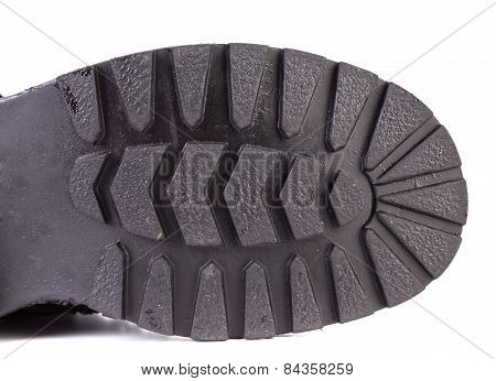 Sole side of rubber boot.