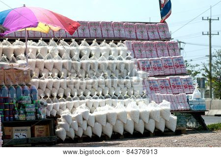 Salt Shop Near Salt Farm In Thailand.