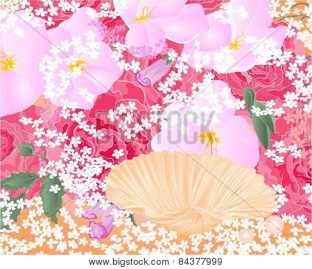 Flowers And Seashell Vector