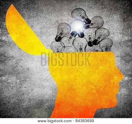 Head With Bulbs  Digital Iluustration