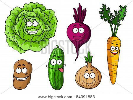 Cartoon fresh vegetables set