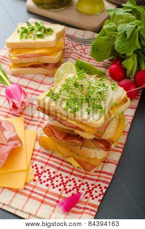 Reuben Sandwich With Cabbage, Beef And Spicy Dressing