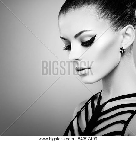 Portrait Of Beautiful Sensual Woman With Elegant Hairstyle