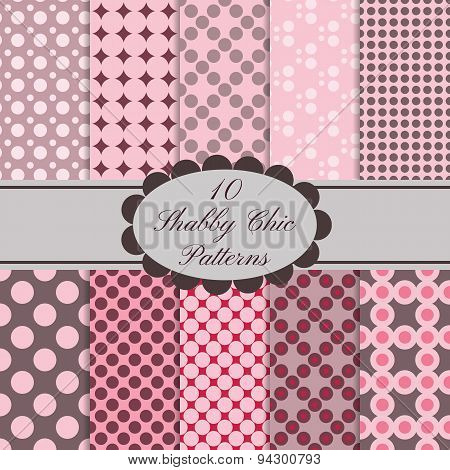 10 seamless pink patterns set