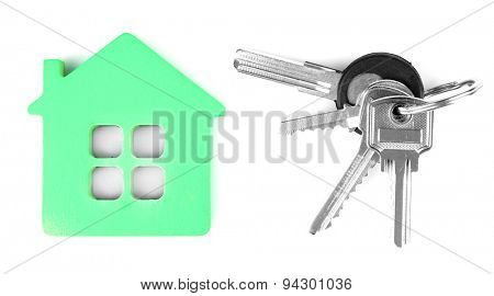 Keys with trinket isolated on white