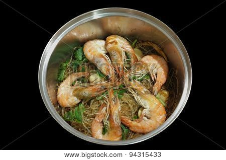 Shrimp potted with vermicelli, Vermicelli baked with prawn