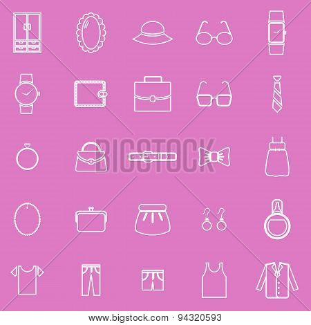 Dressing Line Icons On Pink Background