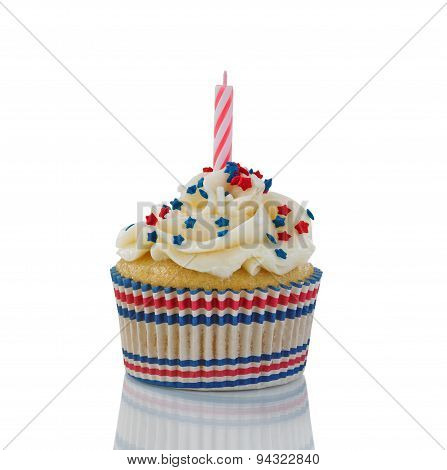 Decorative Cupcake For The Fourth Of July On White Background