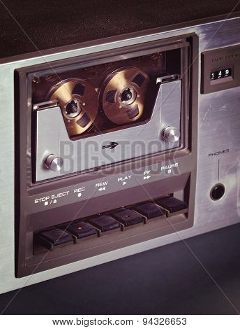 Vintage stereo cassette tape deck player recorder
