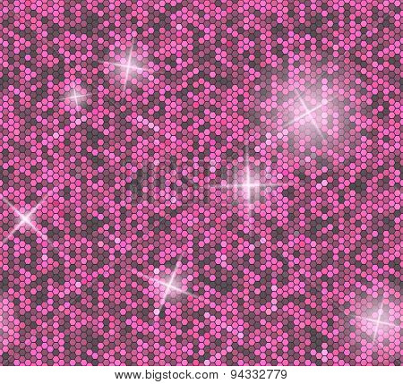 Pink seamless background with sequins. Glitter vector pattern.