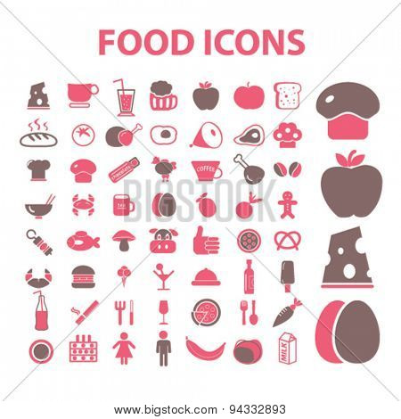 food, restaurant, meat, cheese, eggs, cafe isolated icons, signs, illustrations, vector for internet, website, mobile application on white background