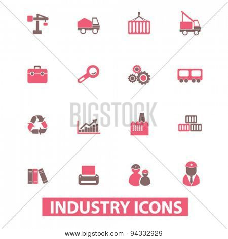 industry, factory isolated icons, signs, illustrations, vector for internet, website, mobile application on white background