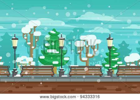 Winter Garden Landscape Poster