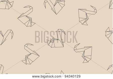 Japanese Origami Paper Cranes Seamless Pattern.