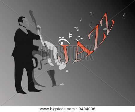 Muž na kontrabas hraje Jazz