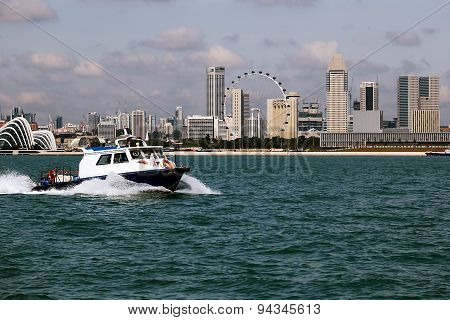 Passenger boat on the roads of Singapore