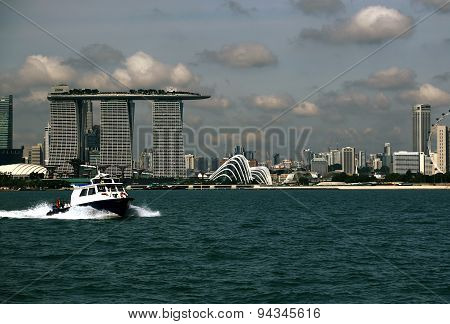 Passenger boat on the roads of Singapore