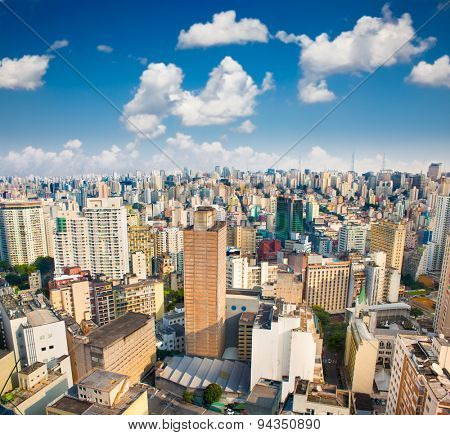 View of San Paolo skyline on suny day, Brazil. Latin Amerca.