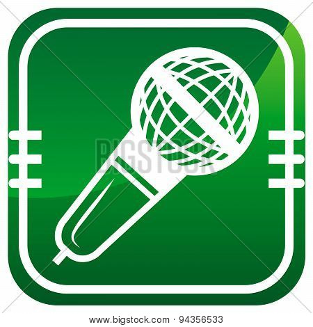 Microphone Vector Green Icon Isolated