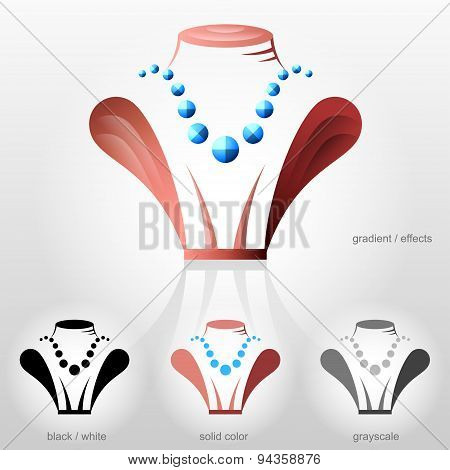 Symbol In Shape Of Bust With Bead Necklace
