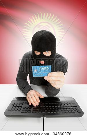 Cybercrime Concept With National Flag On Background - Kyrgyzstan