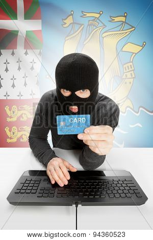 Cybercrime Concept With National Flag On Background - Saint-pierre And Miquelon