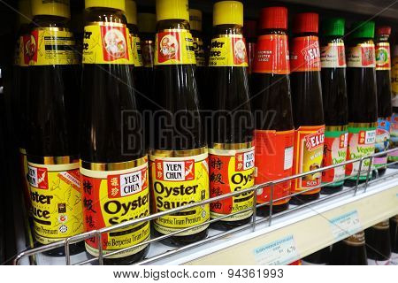 Various Of Oyster Sauce Sold On The Market