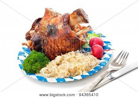 Schweinshaxe (German Pork Knuckle) with pickled cabbage