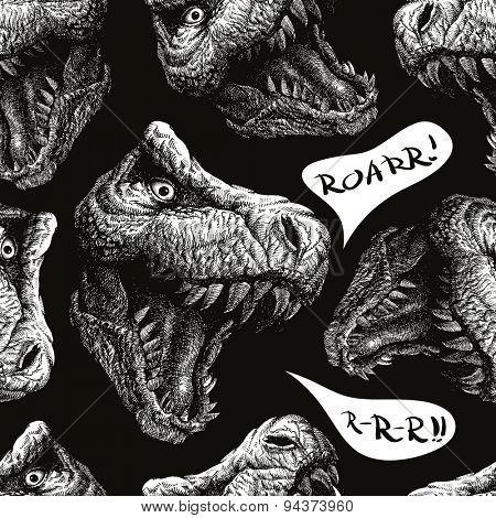 Trex Dinosaur Vector seamless background.