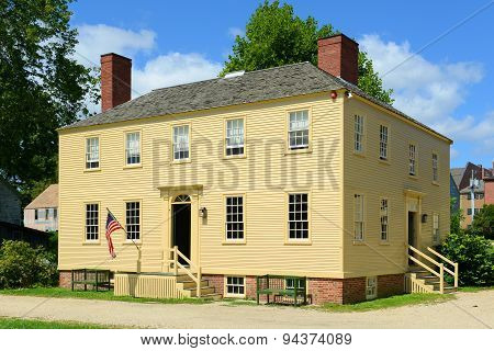 PORTSMOUTH, NH, USA - AUG. 18, 2014: Howd House at Strawbery Banke Museum in Portsmouth, New Hampshire, USA. This house, built in 1824, was home of cooper Peter Lowd, and now it exhibit early craftmen's tools and trades.