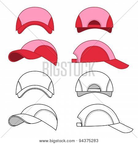 Baseball, Tennis Cap Outlined Template