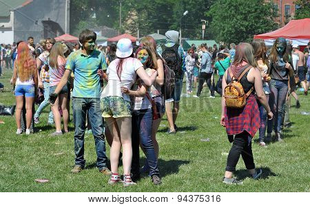 ST. PETERSBURG, RUSSIA - JUNE 13, 2015: Festival of colors at stadium Kirovets in Saint Petersburg 1