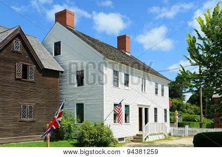 PORTSMOUTH, NH, USA - AUG. 18, 2014: Shapley-Drisco House at Strawbery Banke Museum in Portsmouth, New Hampshire, USA. This house built in 20th century and was home of the Shapiro family.