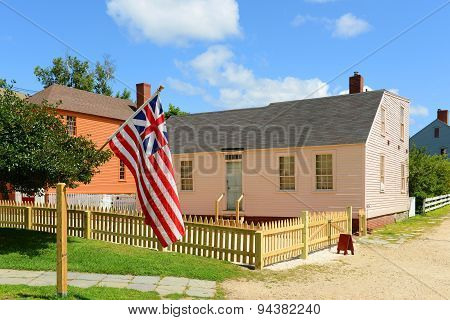 PORTSMOUTH, NH, USA - AUG. 18, 2014: Peacock House was built in 1821 at Strawbery Banke Museum in Portsmouth, New Hampshire, USA.
