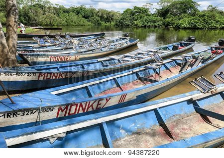 Boats In The Port On Madidi River