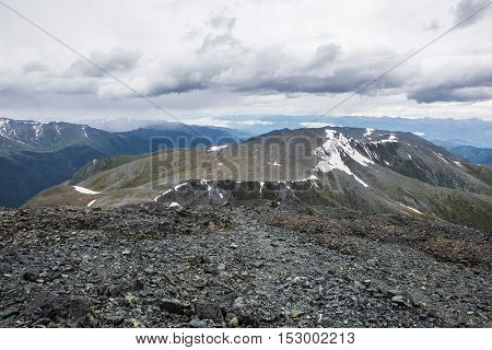 View from Karaturek mountain pass on the way to Beluha mountain, Altai