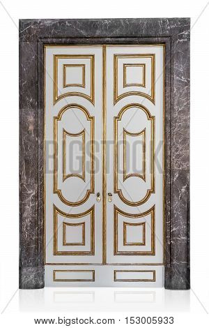 Decorative vintage doors isolated on white background with clipping path
